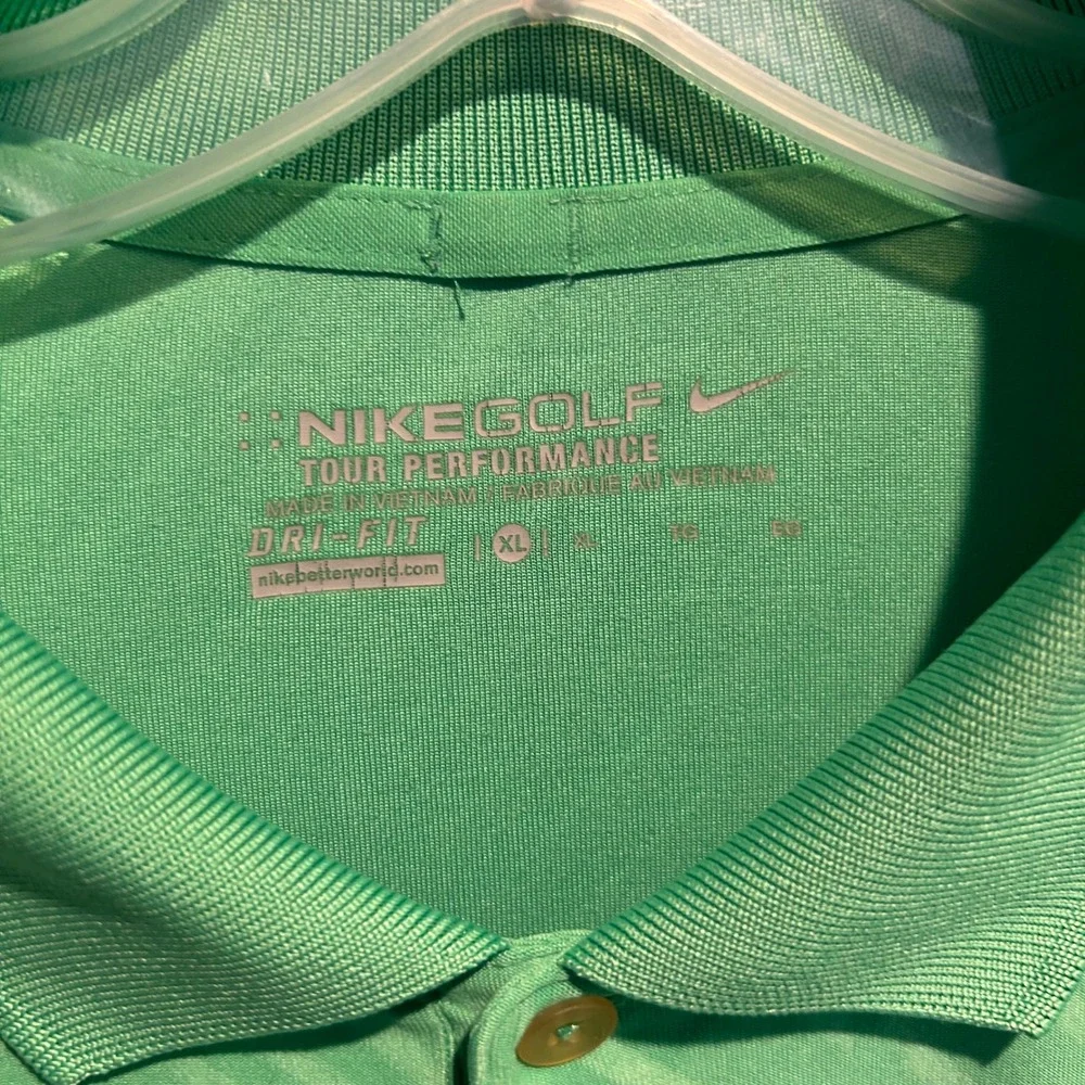 Nike Golf Tour Performance Dri-FIT Polo Shirt Mens XL Green Striped Short Sleeve